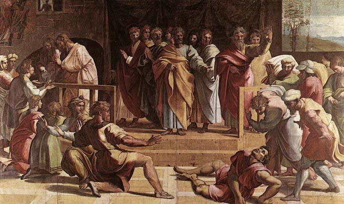RAFFAELLO Sanzio The Death of Ananias Germany oil painting art